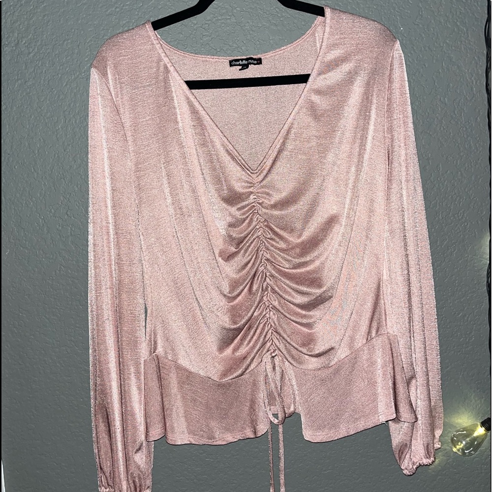 Pink metallic plus sized top